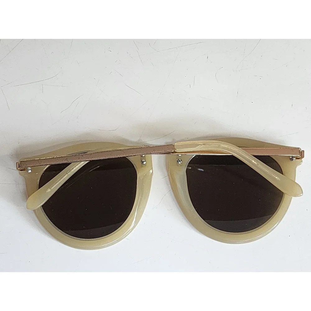 Karen Walker Harvest Sunglasses Beige Gold Round Cat Eye Frames